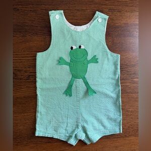 Funtasia Too Green Frog Appliqué Romper 3T